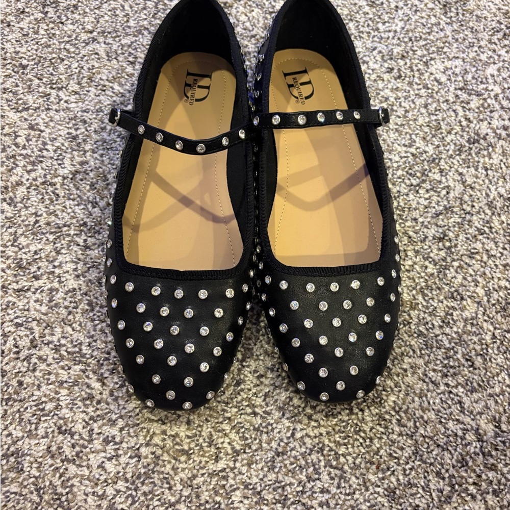 Studded with crystals Black Women's Flats